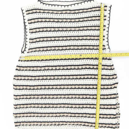 ASOS DESIGN Women’s Multicoloured L Crochet Sleeveless Striped Jumper