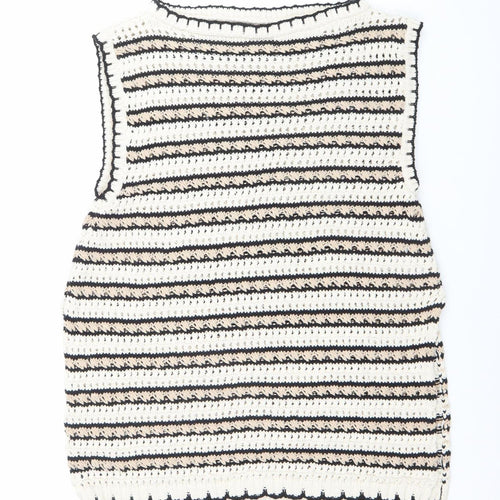 ASOS DESIGN Women’s Multicoloured L Crochet Sleeveless Striped Jumper
