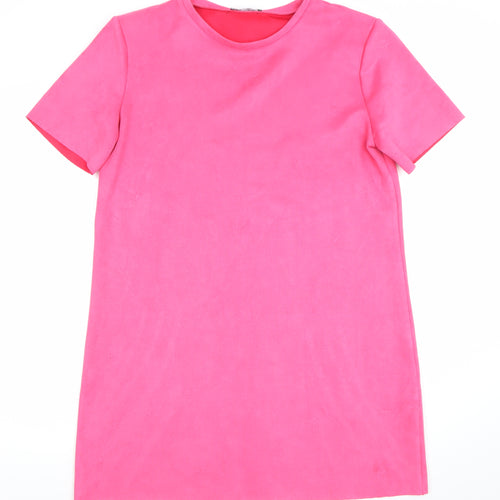 ZARA Women Pink Short Sleeve Shift Dress Size 12