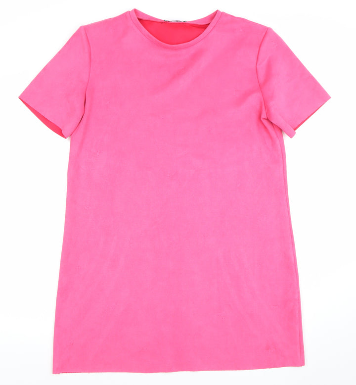 ZARA Women Pink Short Sleeve Shift Dress Size 12