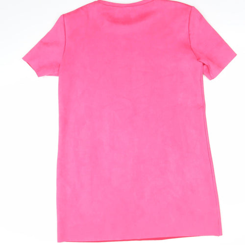 ZARA Women Pink Short Sleeve Shift Dress Size 12