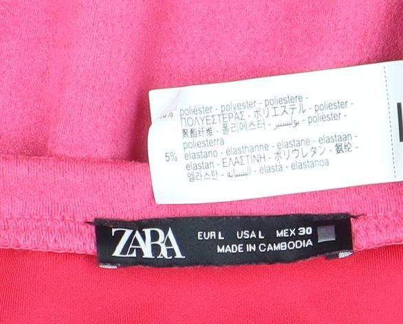 ZARA Women Pink Short Sleeve Shift Dress Size 12