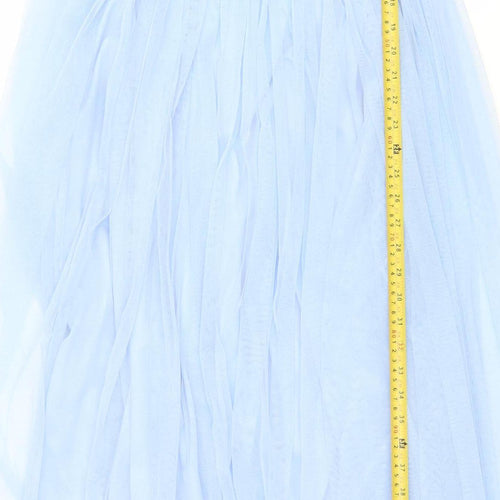 Maya Deluxe Women Blue Sequin Maxi Dress V-Neck Size 12