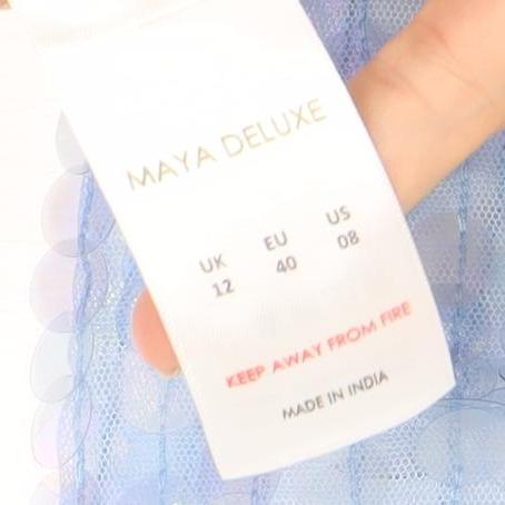 Maya Deluxe Women Blue Sequin Maxi Dress V-Neck Size 12