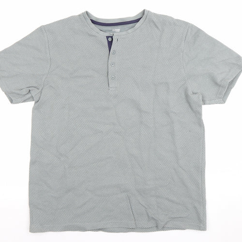 Dunnes Stores Mens Grey Short Sleeve Regular Fit Henley Polo Shirt L