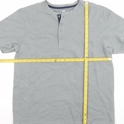 Dunnes Stores Mens Grey Short Sleeve Regular Fit Henley Polo Shirt L