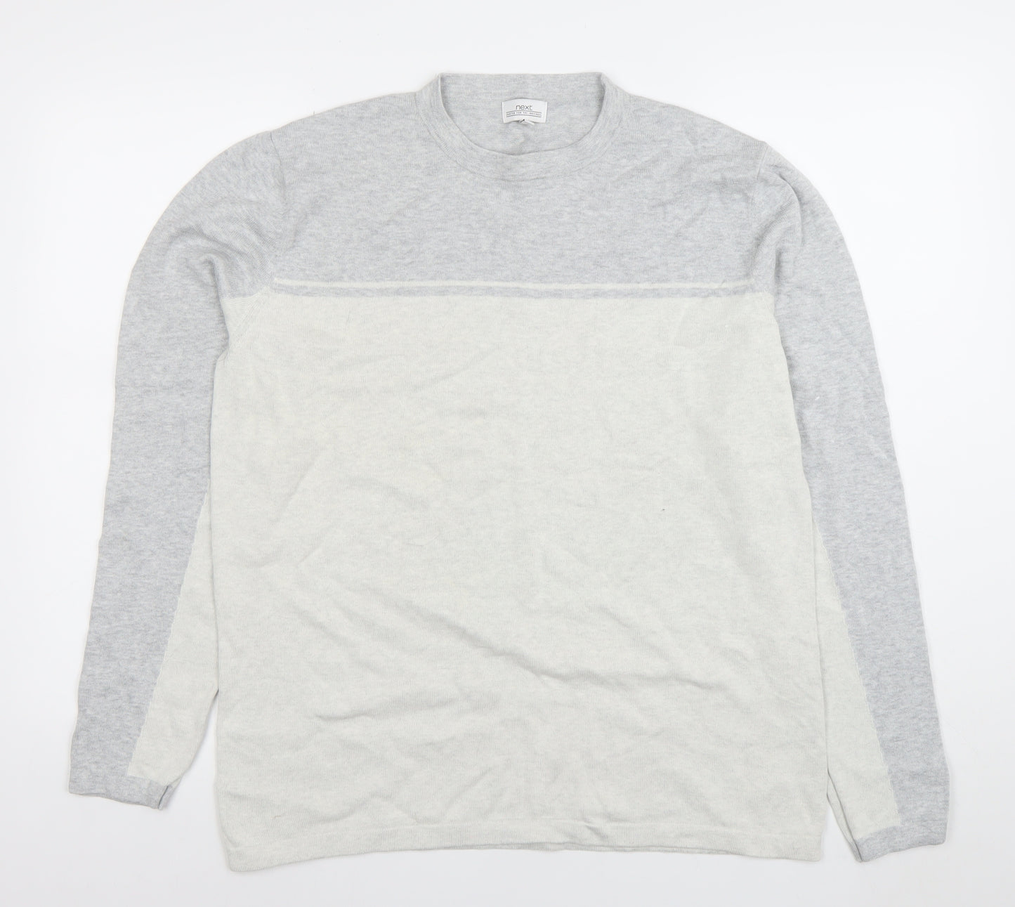 Next Men’s Grey Acrylic Cotton Crew Neck Long Sleeve Pullover Jumper Size L