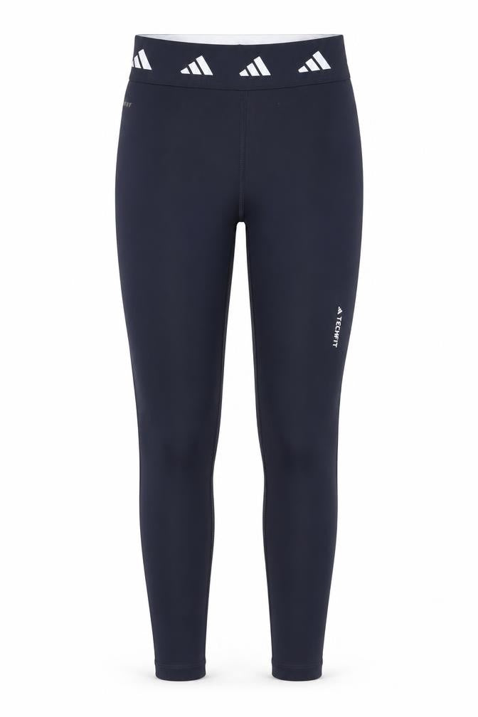 Front view of Adidas women’s blue techfit xs compression leggings