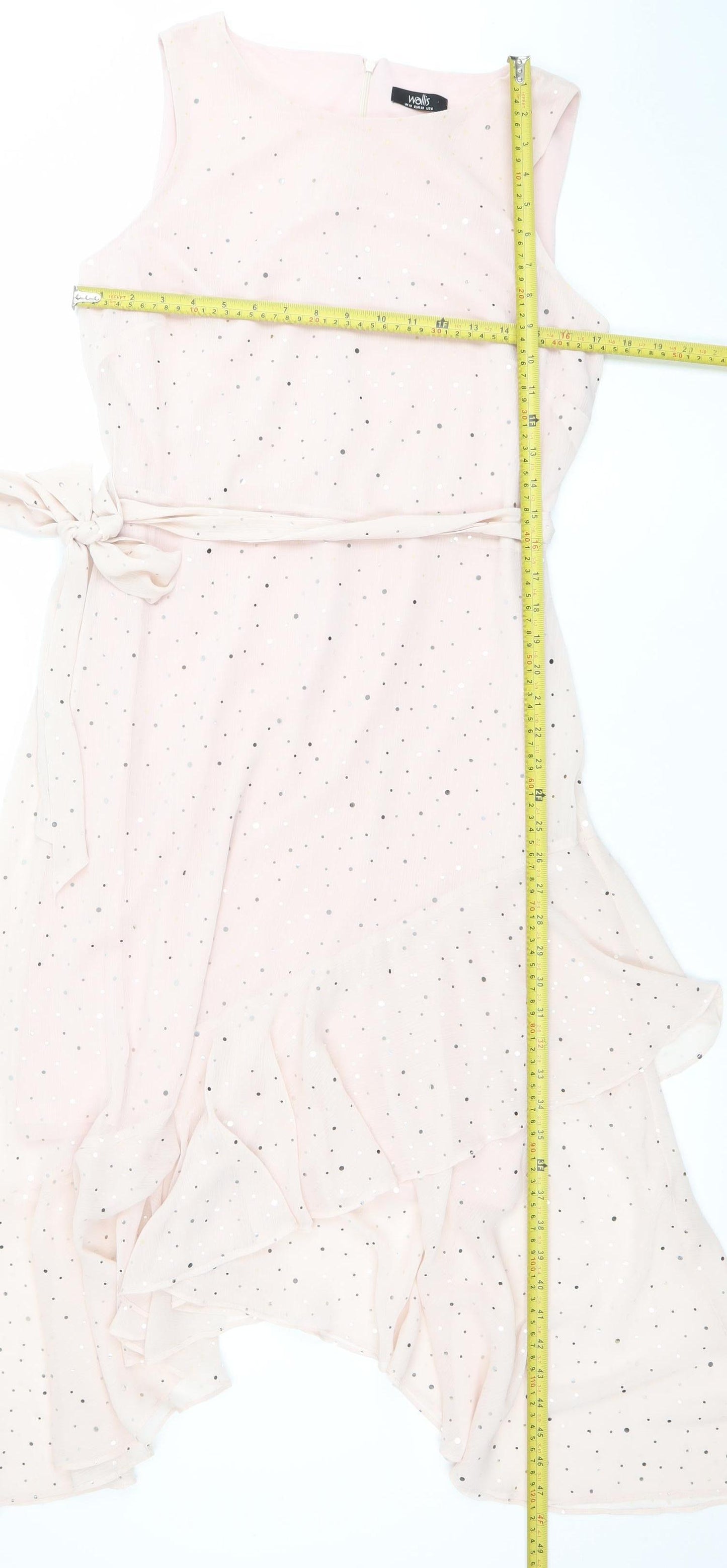 Wallis Women Pink Polka Dot Fit & Flare Midi Dress Size 10