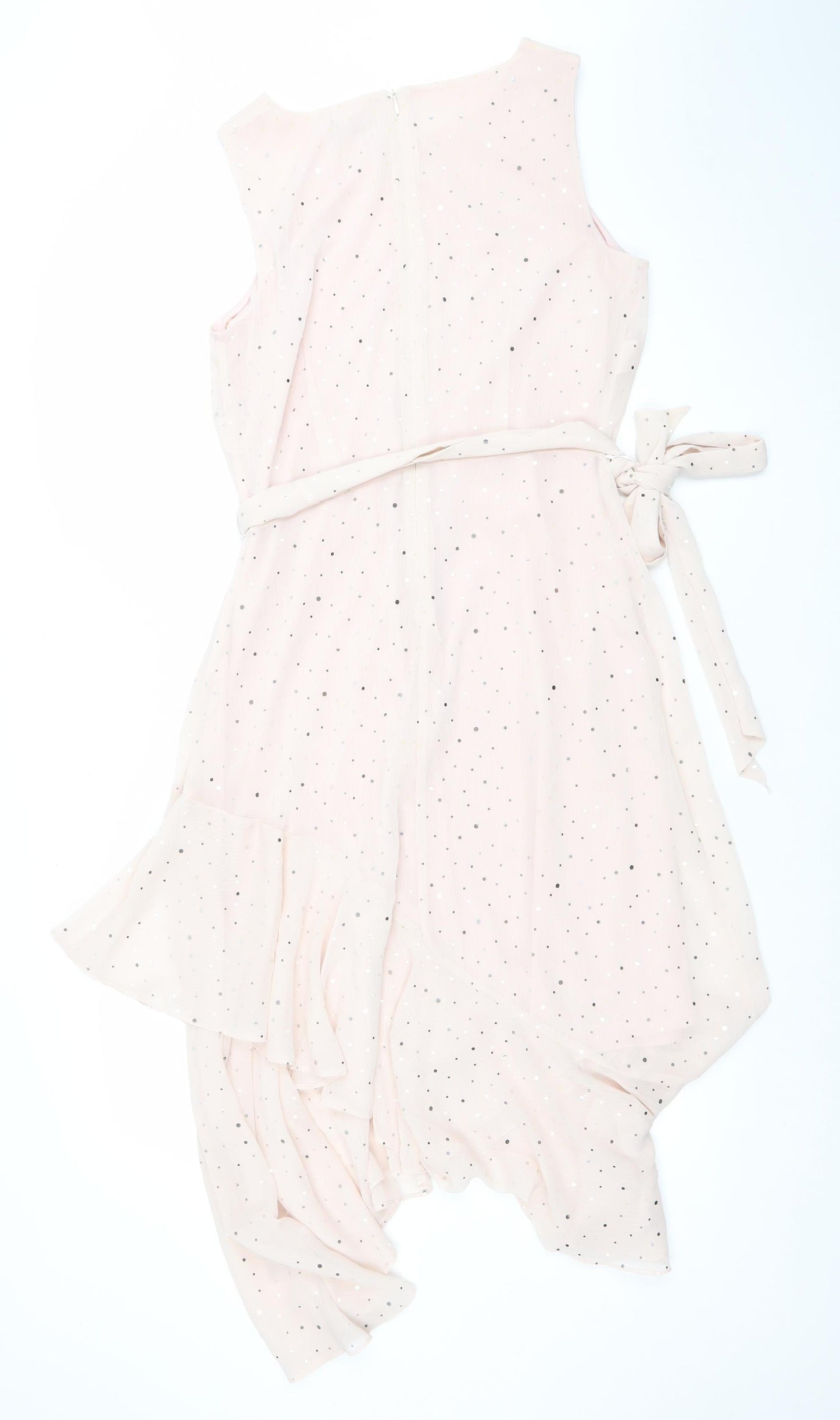 Wallis Women Pink Polka Dot Fit & Flare Midi Dress Size 10