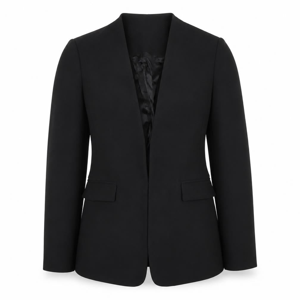 Front view of Zara Basic Women's Black Slim Fit Tailored Blazer, size S