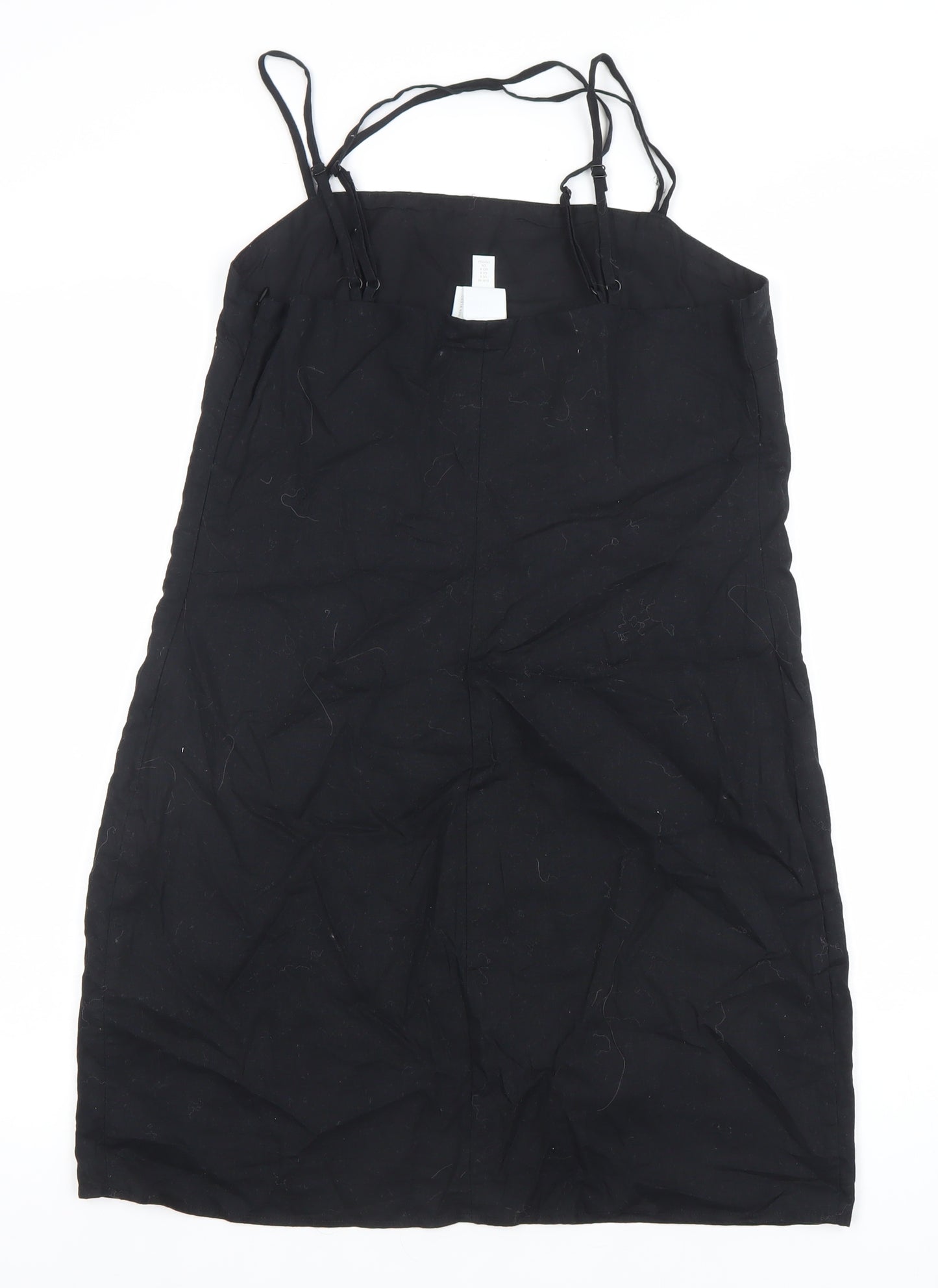 H&M Women Black Cotton Slip Dress Size 12 Lightweight Summer