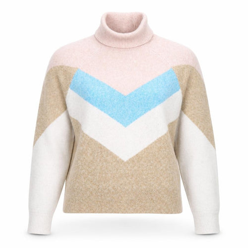 Vero Moda Women’s Beige Colour Block Roll Neck Jumper Size S