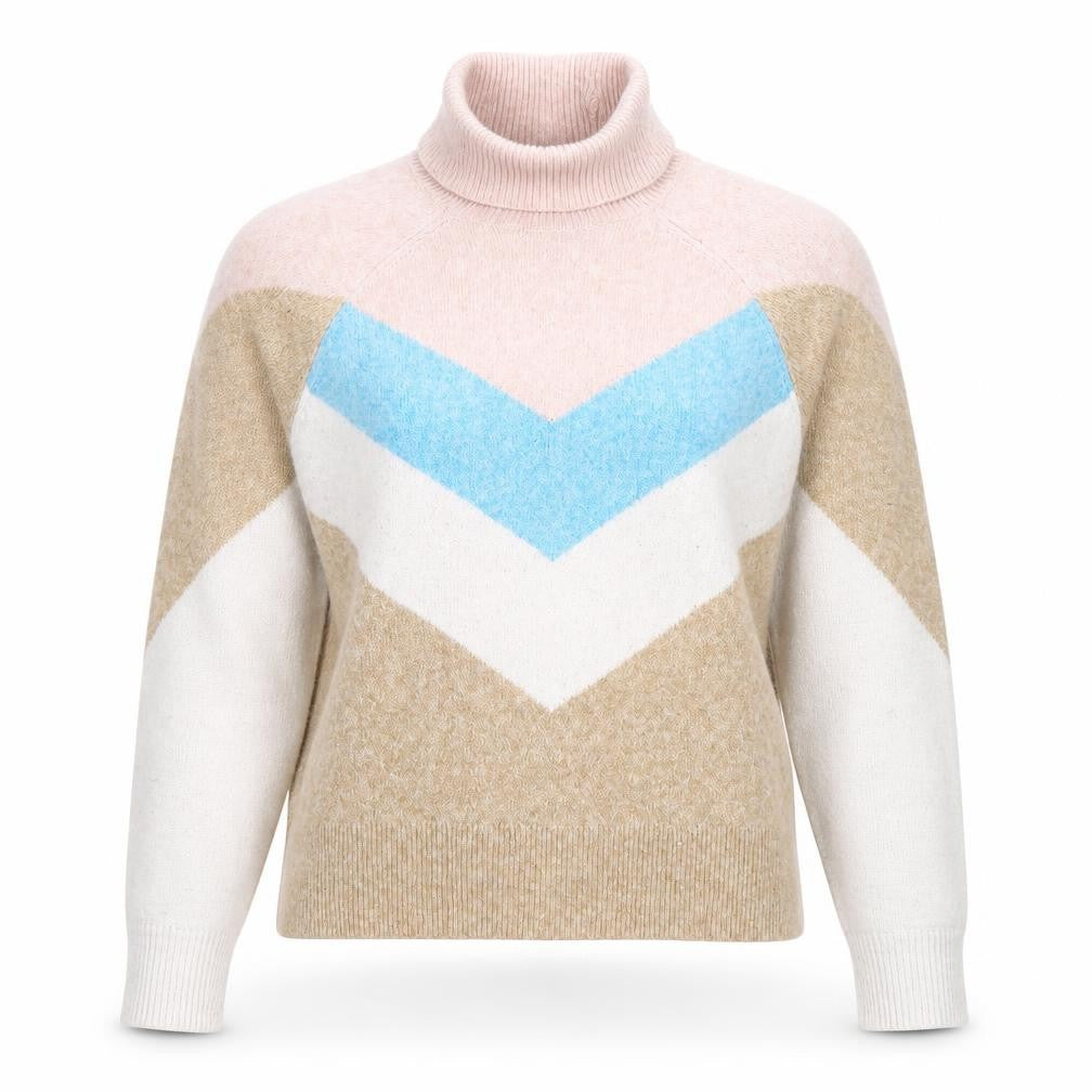Vero Moda Women’s Beige Colour Block Roll Neck Jumper Size S