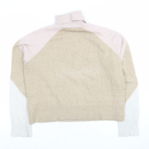 Vero Moda Women’s Beige Colour Block Roll Neck Jumper Size S