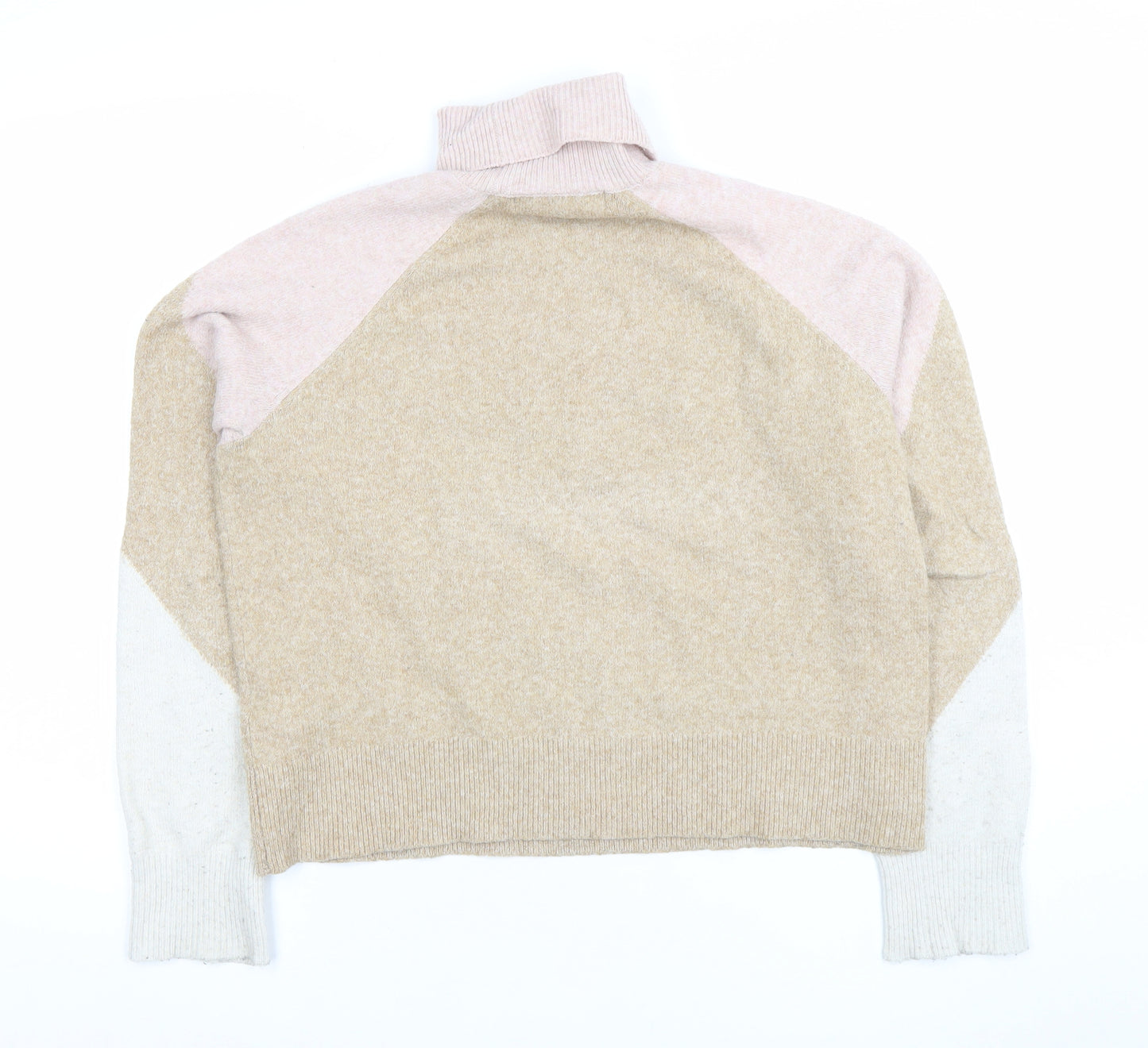 Vero Moda Women’s Beige Colour Block Roll Neck Jumper Size S