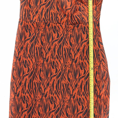 Savida Women Orange Animal Print Bodycon Dress Size 12