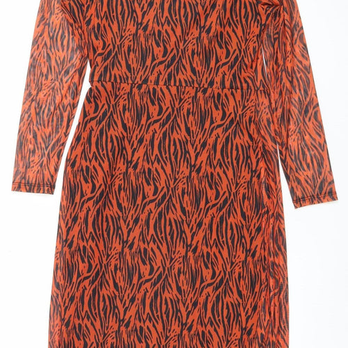 Savida Women Orange Animal Print Bodycon Dress Size 12