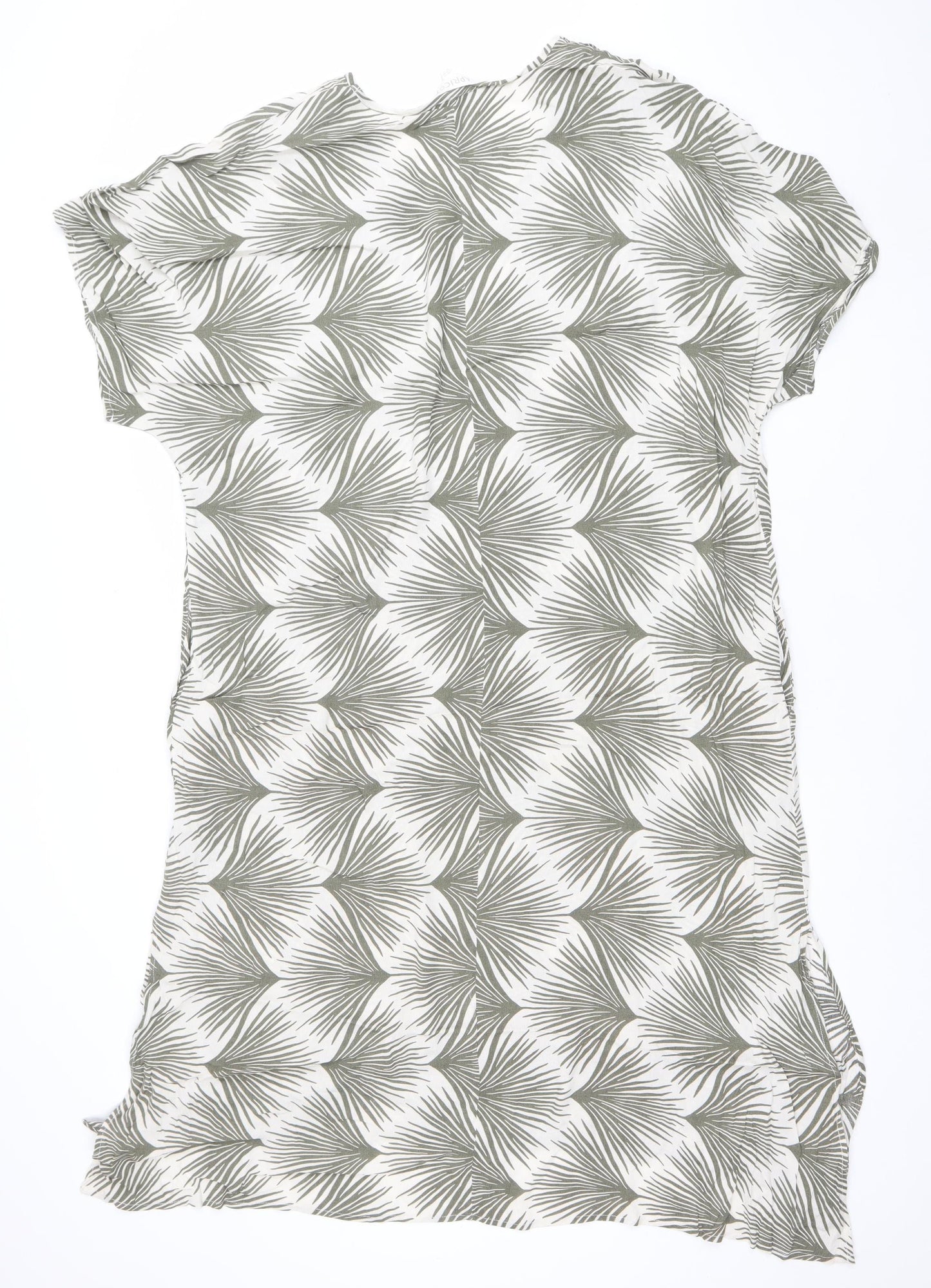 Women's Green Tropical Viscose Shift Dress - Summer Casual