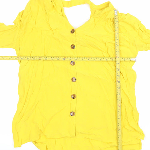 River Island Women’s Yellow Button-Up Tunic Top Size 10