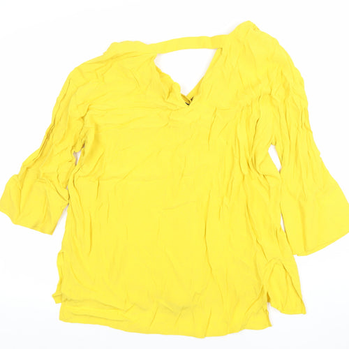 River Island Women’s Yellow Button-Up Tunic Top Size 10