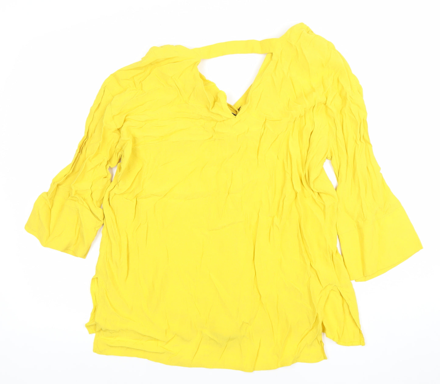 River Island Women’s Yellow Button-Up Tunic Top Size 10