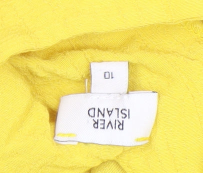 River Island Women’s Yellow Button-Up Tunic Top Size 10