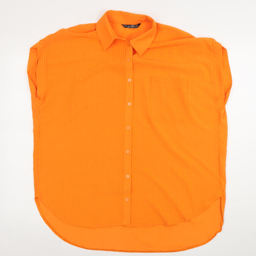 Dunnes Women’s Orange Sleeveless Collared Button-Up Shirt Size 12