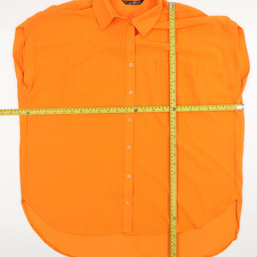 Dunnes Women’s Orange Sleeveless Collared Button-Up Shirt Size 12