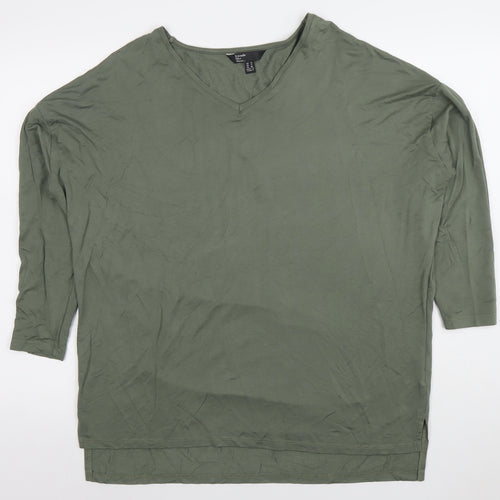 Friends Like These Women's Green Size 10 Relaxed V-Neck Jersey Top