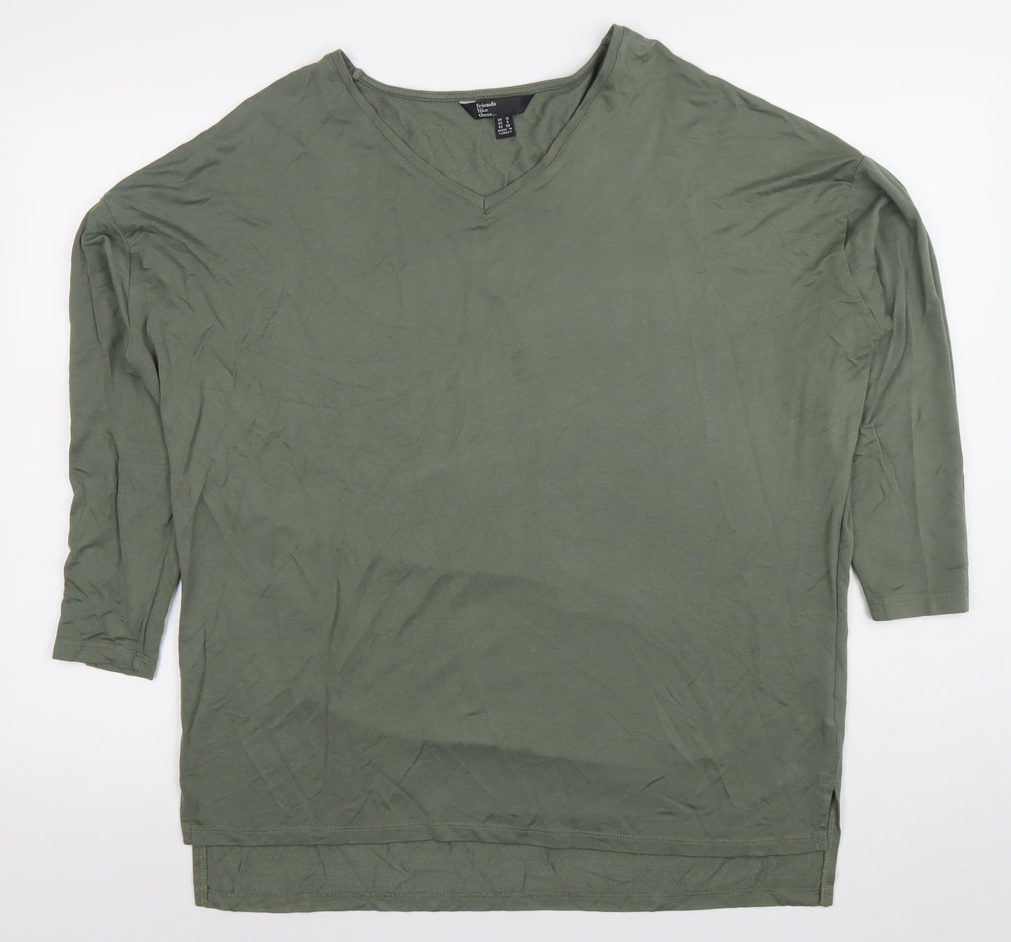 Friends Like These Women's Green Size 10 Relaxed V-Neck Jersey Top