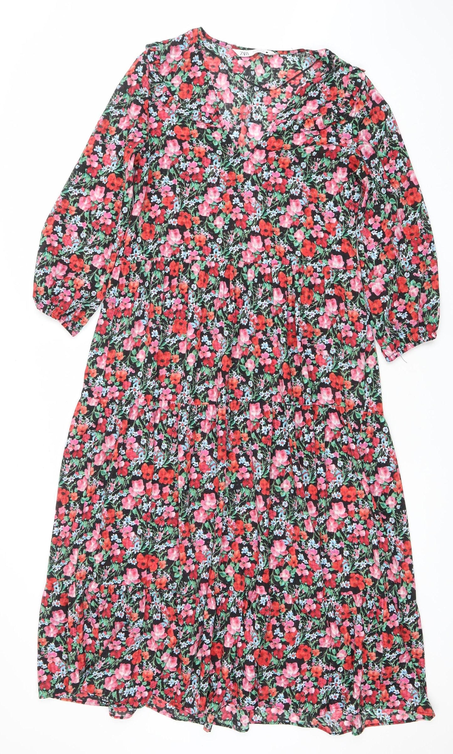 Zara Women’s Multicoloured Floral Midi A-Line Dress Size S