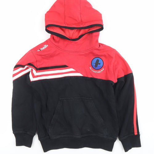 O’Neills Boys Red & Black Pullover Hoodie 5-6 Years Colourblock Cotton Blend
