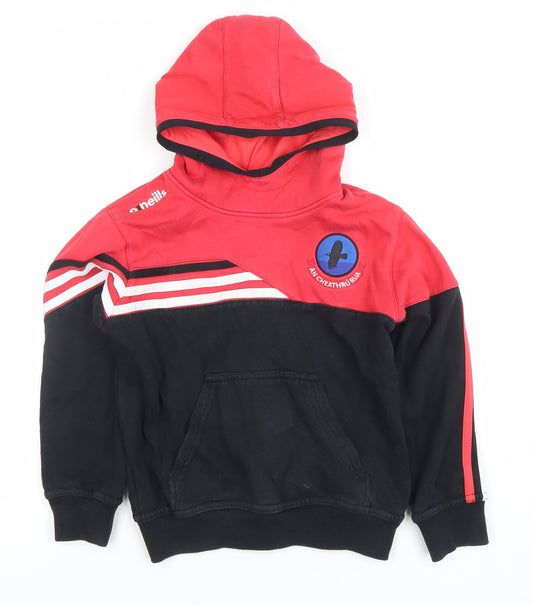 O’Neills Boys Red & Black Pullover Hoodie 5-6 Years Colourblock Cotton Blend