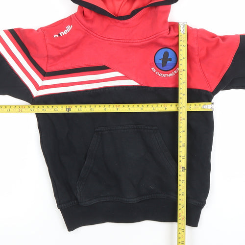 O’Neills Boys Red & Black Pullover Hoodie 5-6 Years Colourblock Cotton Blend