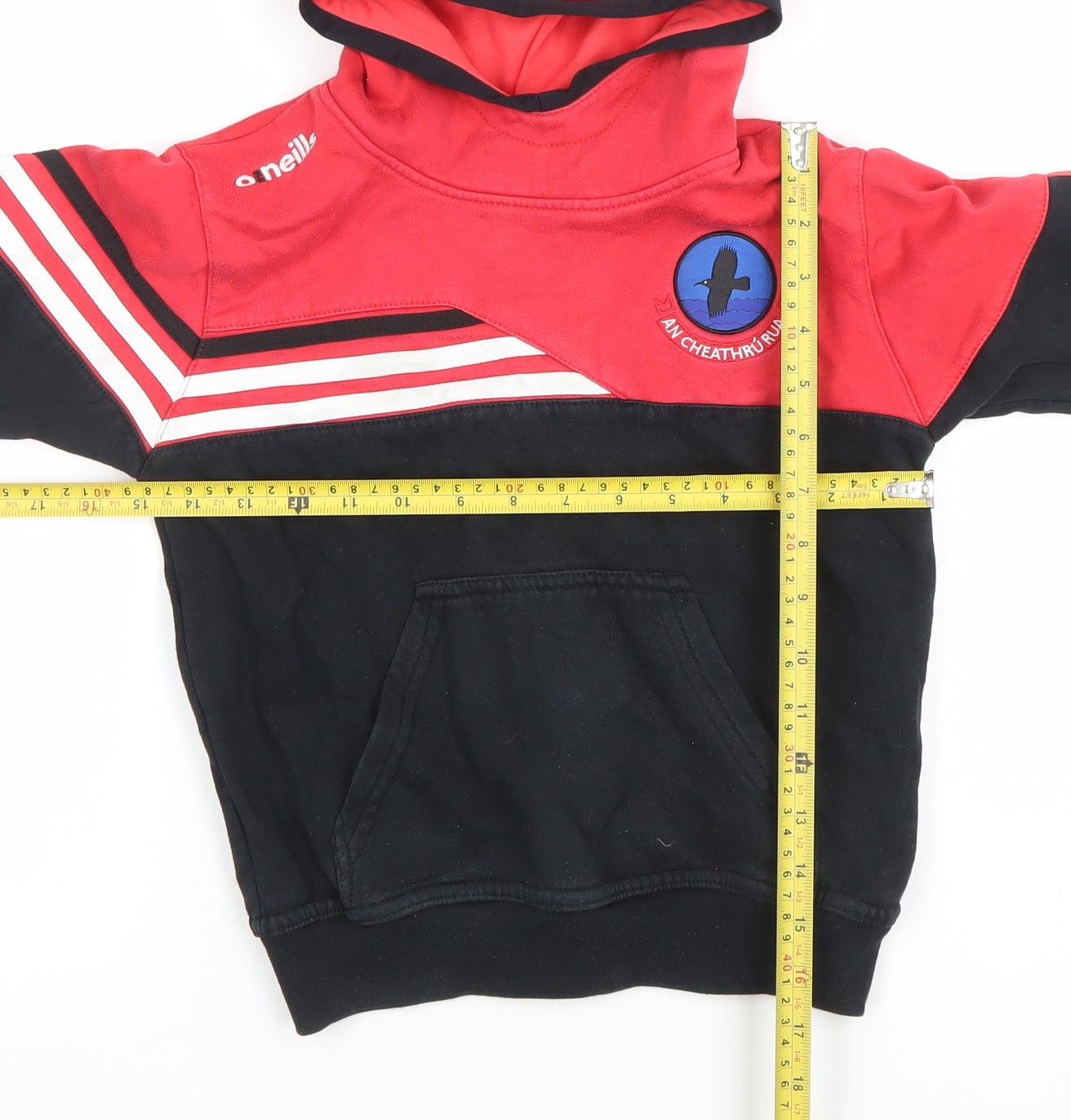 O’Neills Boys Red & Black Pullover Hoodie 5-6 Years Colourblock Cotton Blend