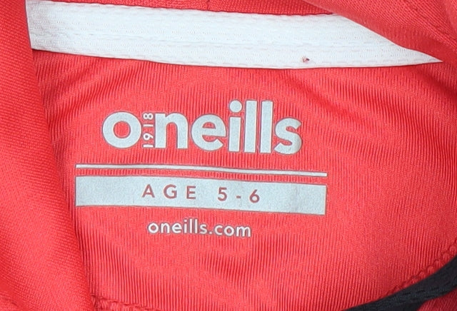 O’Neills Boys Red & Black Pullover Hoodie 5-6 Years Colourblock Cotton Blend