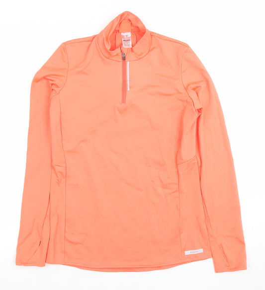 Kalenji Women’s Orange Long Sleeve 1/4 Zip Running Top Size M