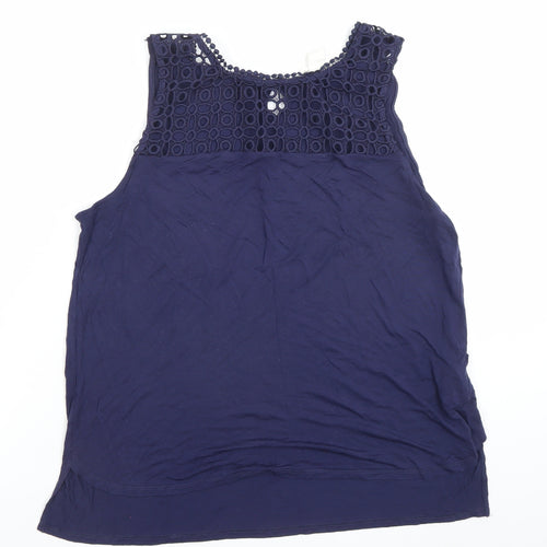 H&M Women’s Blue Sleeveless Crochet Blouse Size L
