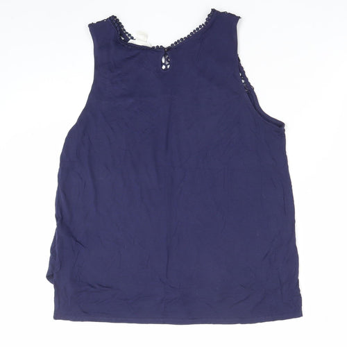 H&M Women’s Blue Sleeveless Crochet Blouse Size L