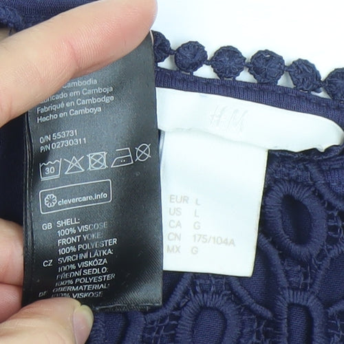 H&M Women’s Blue Sleeveless Crochet Blouse Size L