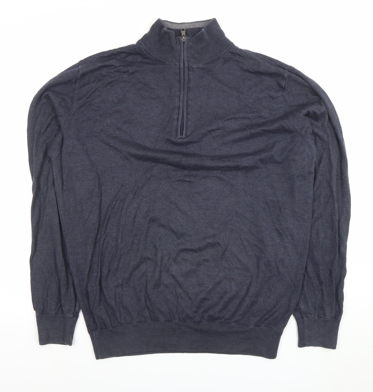 Calvin Klein Men’s Blue 1/4 Zip Cotton Acrylic Jumper Size L