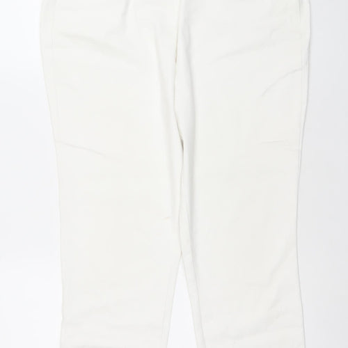 Savior Women White Size 16 Straight Leg Trousers Cotton Blend