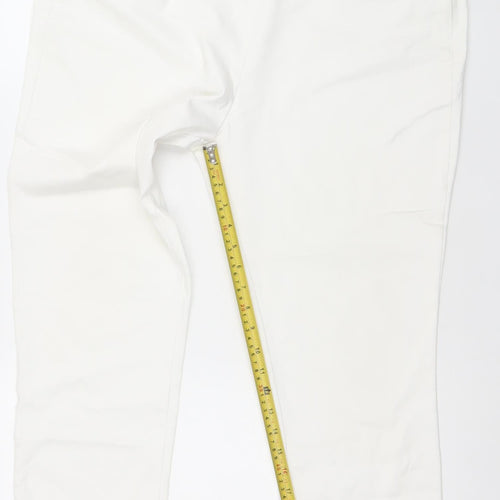 Savior Women White Size 16 Straight Leg Trousers Cotton Blend