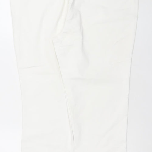 Savior Women White Size 16 Straight Leg Trousers Cotton Blend