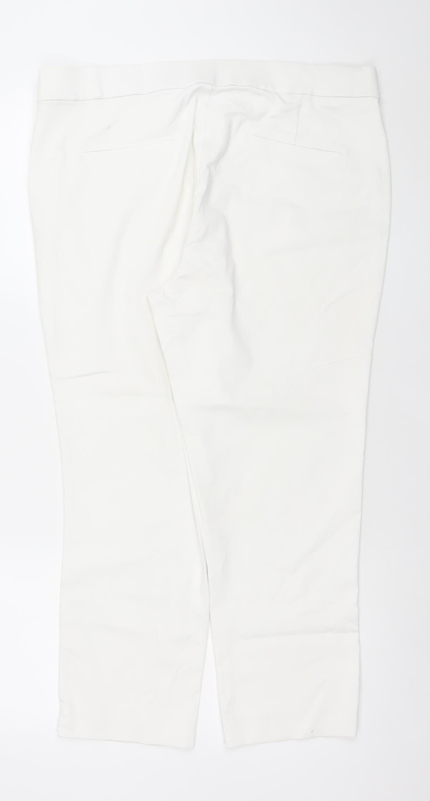 Savior Women White Size 16 Straight Leg Trousers Cotton Blend