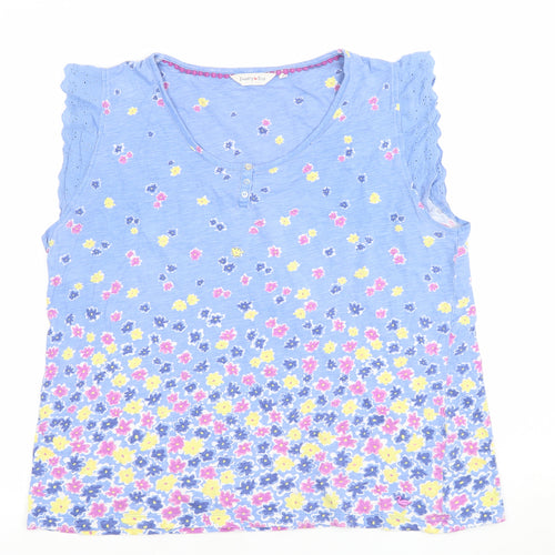 Country Rose Women’s Blue Floral Cotton Sleeveless T-Shirt L