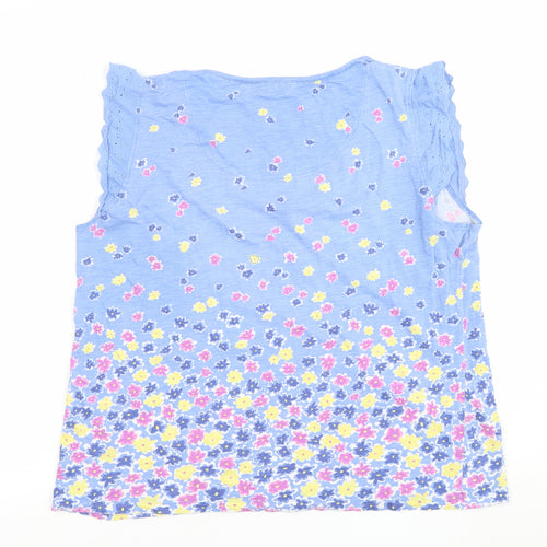 Country Rose Women’s Blue Floral Cotton Sleeveless T-Shirt L