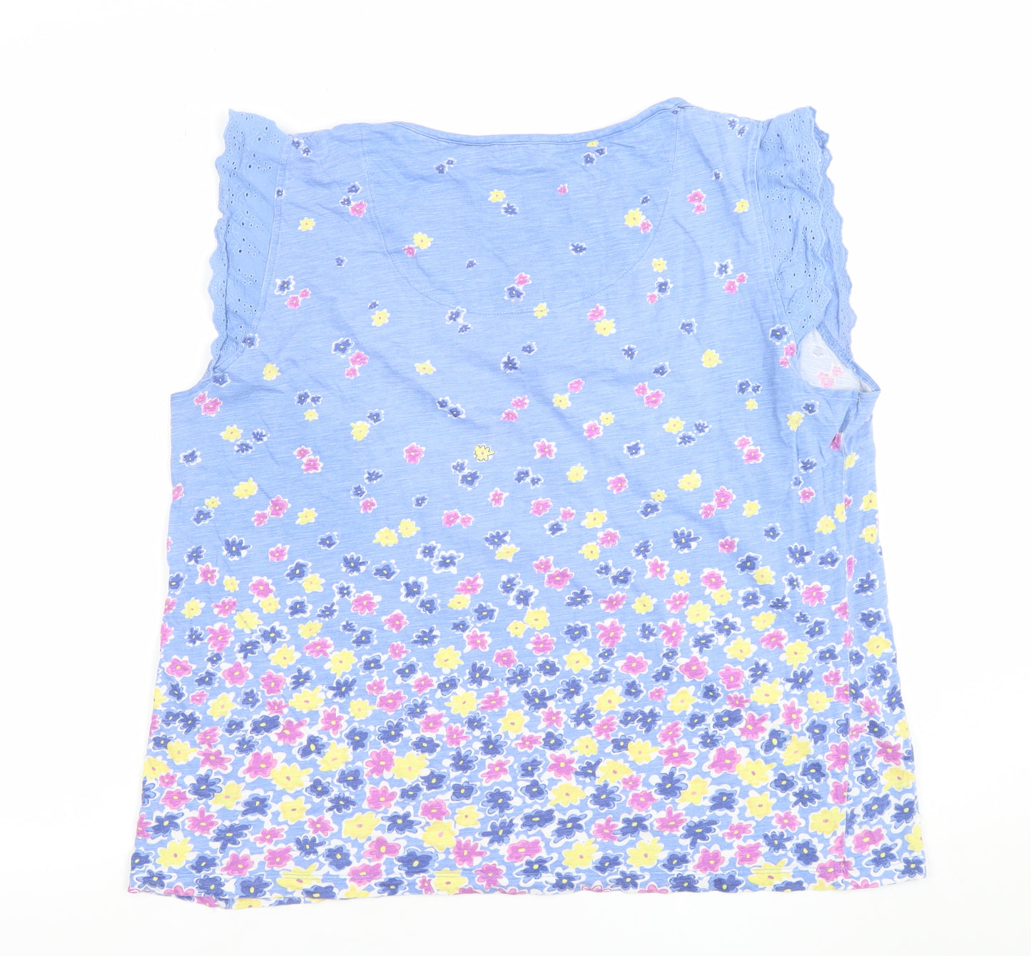 Country Rose Women’s Blue Floral Cotton Sleeveless T-Shirt L