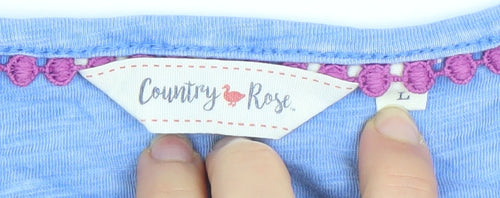 Country Rose Women’s Blue Floral Cotton Sleeveless T-Shirt L